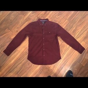 Burgundy button down casual shirt
